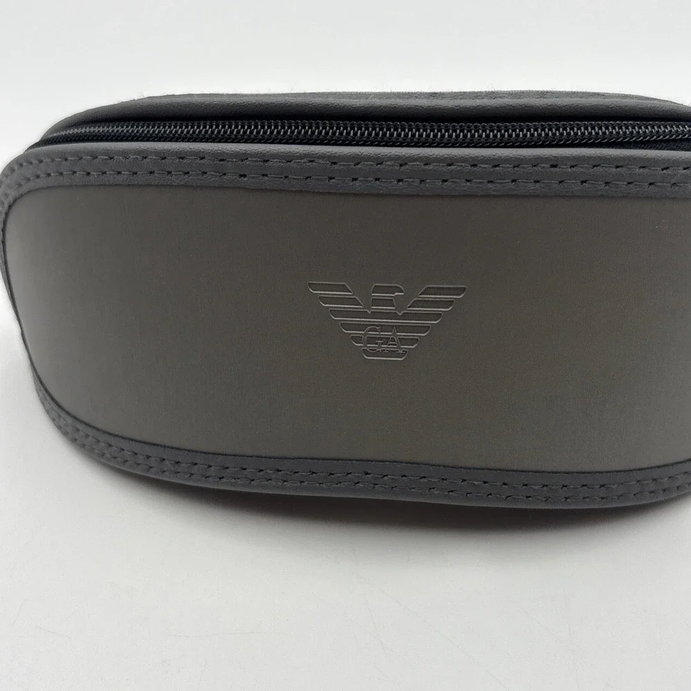 EMPORIO ARMANI AUTHENTIC EYEGLASSES SUNGLASSES BLACK GREY ZIPPER CASE